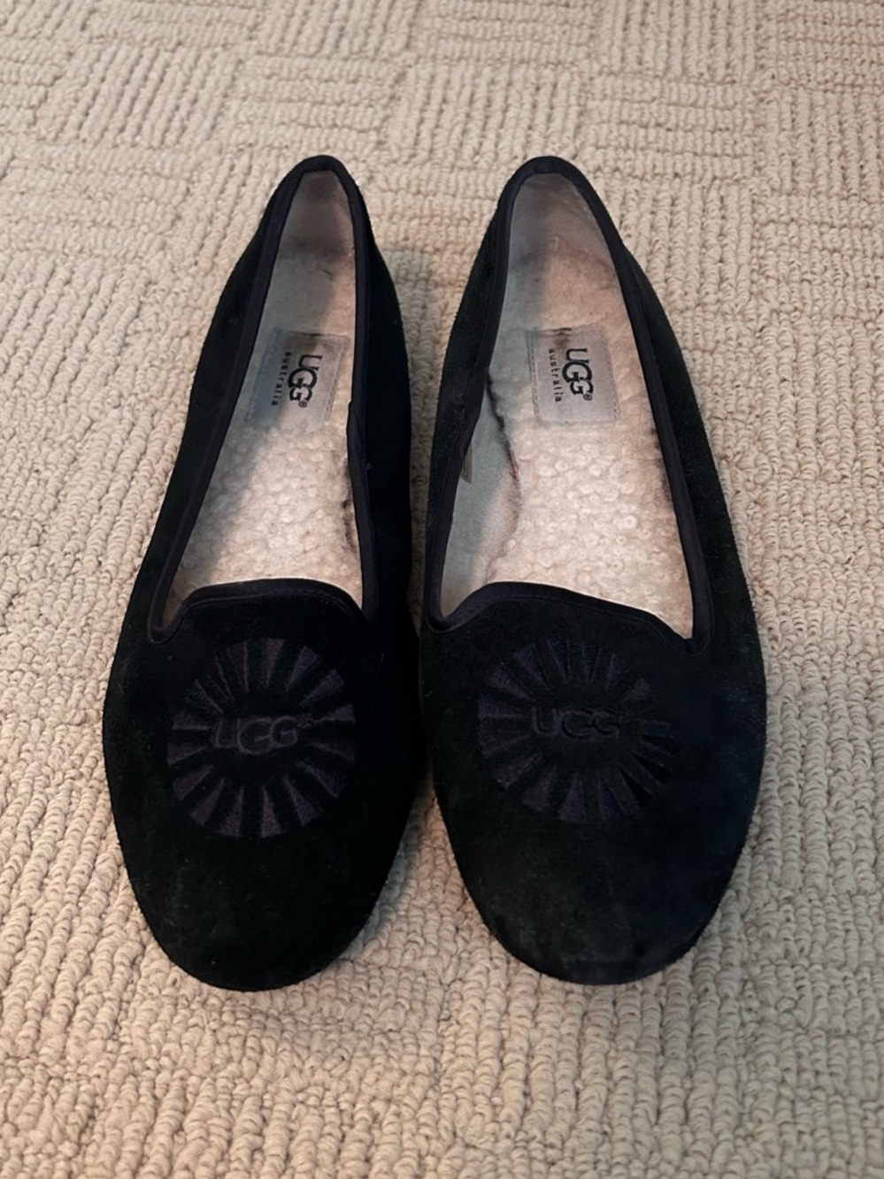 UGG Black Suede Women's Slip-On Loafers